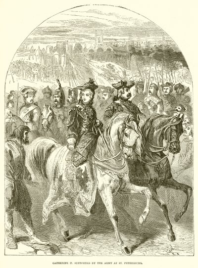 Catherine II Supported by the Army at St. Petersburg by English School