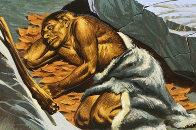 Cave man sleeping by English School