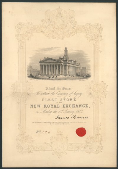 Ceremony of laying the first stone of the New Royal Exchange, London, on 17 January 1842 by English School