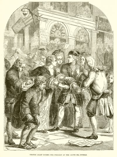 Change Alley during the Frenzy of the South Sea Bubble by English School