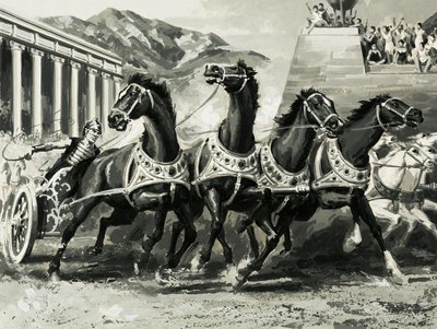 Chariot racing in ancient Rome by English School