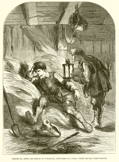 Charles II, After the Defeat at Worcester, Discovered in a Barn, Where He Had Taken Refuge by English School