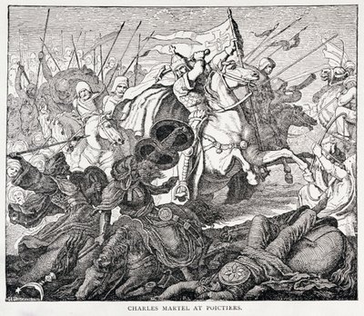 Charles Martel at Poictiers, from The History of France, by Emile de Bonnechose by English School