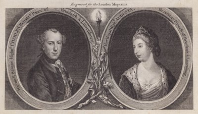Charles William Ferdinand, Duke of Brunswick, and his wife, Princess Augusta, sister of King George III by English School