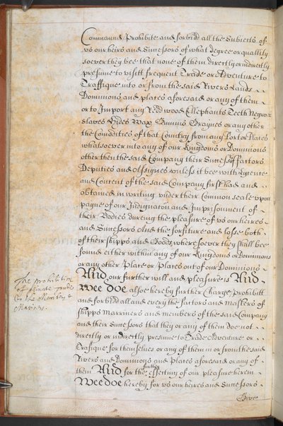 Charter granted to the Company of Royal Adventurers of England Trading into Africa, Sloane MS 205, f.8v by English School