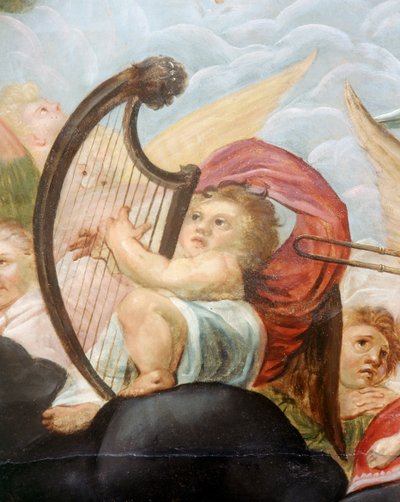 Cherub Playing a Harp (detail) by English School