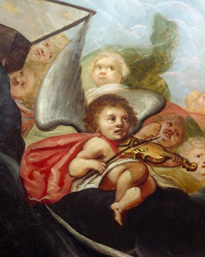 Cherub Playing a Viol (detail) by English School