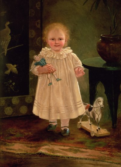 Child with a doll and a toy horse, c.1840 by English School