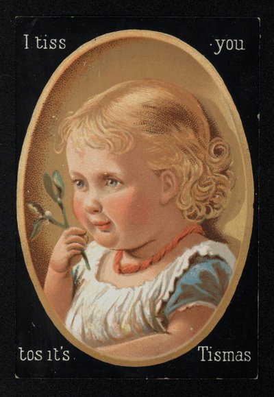 Child with Mistletoe, Christmas Greetings Card by English School