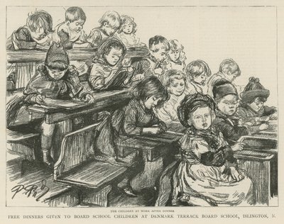 Children at Work After Dinner by English School