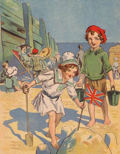 Children Building a Sand Castle by English School