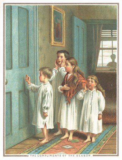 Children Knocking on Bedroom Door by English School