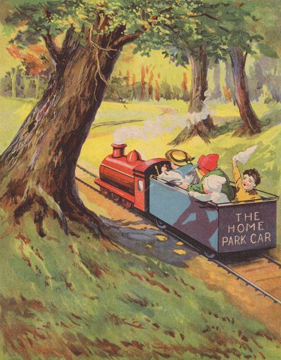 Children Riding on a Miniature Railway by English School