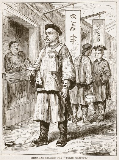 Chinaman Selling the Pekin Gazette, illustration from Cassell