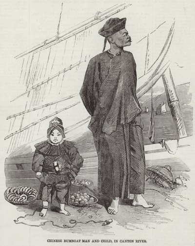 Chinese Bumboat Man and Child by English School