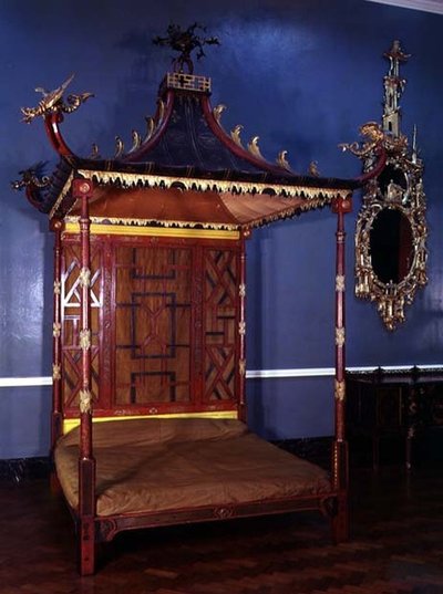 Chinese Style Chippendale Bed, from Badminton, Gloucestershire, 1750-54 by English School