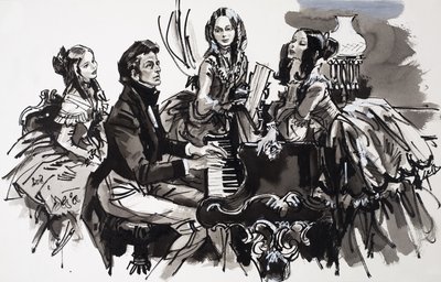 Chopin with Female Admirers by English School