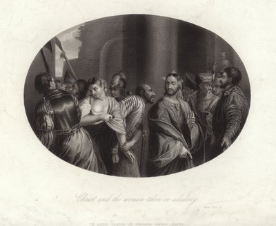 Christ and the Woman Taken in Adultery by English School