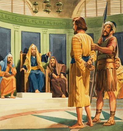 Christ before Caiaphas by English School