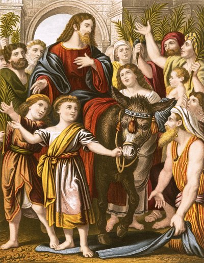 Christ riding into Jerusalem by English School