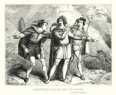 Christian, Pliable and Obstinate by English School