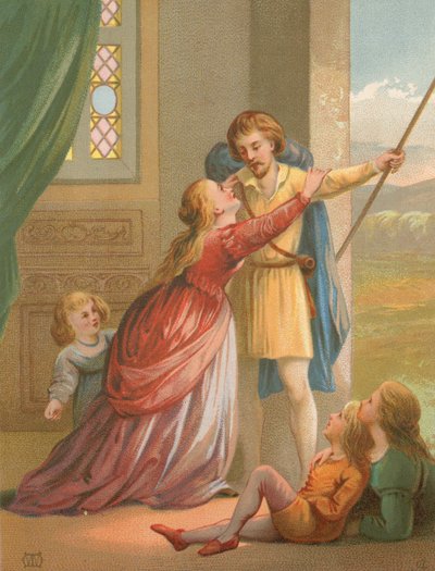 Christian parting from his family, before proceeding in his pilgrimage by English School