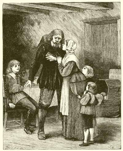 Christian Tells His Wife and Children of His Distress by English School
