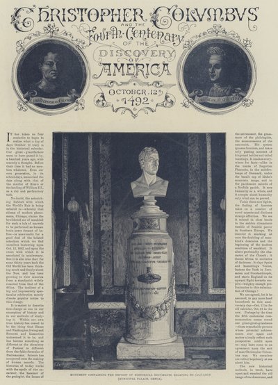 Christopher Columbus and the Fourth Centenary of the Discovery of America by English School