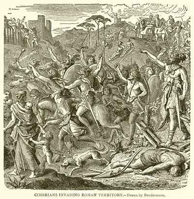 Cimbrians Invading Roman Territory by English School