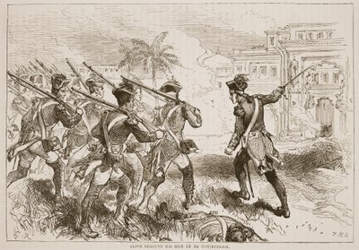 Clive Leading His Men Up to Conjeveram, Illustration from Cassell
