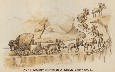 Coaches and Coaching: Over Mount Cenis in a Mule Carriage by English School