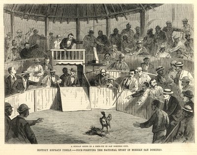 Cock-fighting, the national sport of modern San Domingo by English School
