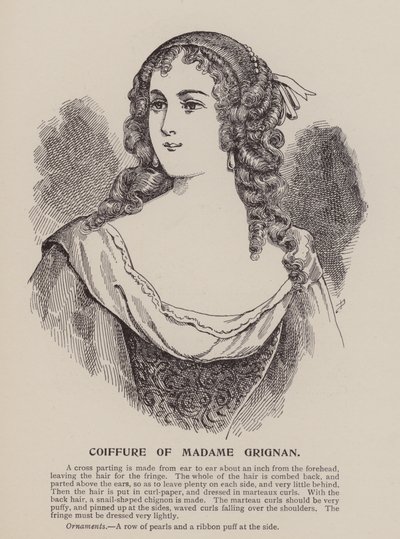 Hairstyle of Madame Grignan (engraving) by English School