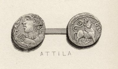 Coin from the era of Attila, King of the Huns by English School