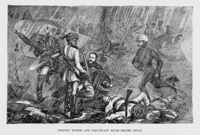 Colonel Tombs and Lieutenant Hills before Delhi by English School