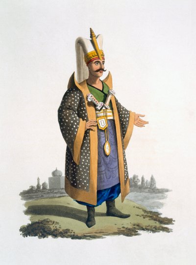 Colonel of the Janissaries with jewels and daggers, 1818 by English School