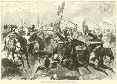 Combat between Saxon Dragoons and Chasseurs, September 1870 by English School