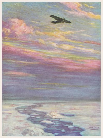 Commander Richard E. Byrd Flying Over the North Pole in His Monoplane by English School