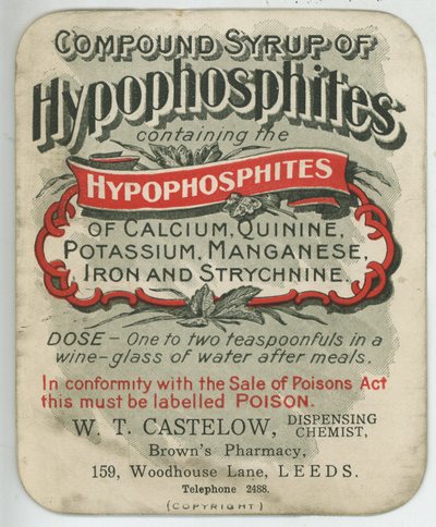 Compound Syrup of Hypophosphites label, early 20th century by English School