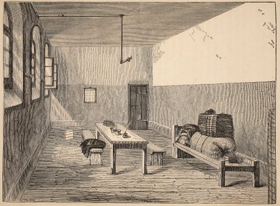 Condemned Cell, Newgate, illustration from The Criminal Prisons of London and Scenes from Prison Life by Henry Mayhew and John Binny, pub. 1862 by English School