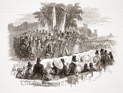Contest for the Gold Harp at the Royal Denbigh Eisteddfod, before H.R.H. the Duke of Sussex in 1828 by English School