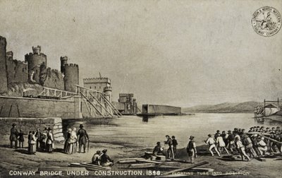 Conway Bridge under construction, 1848 by English School
