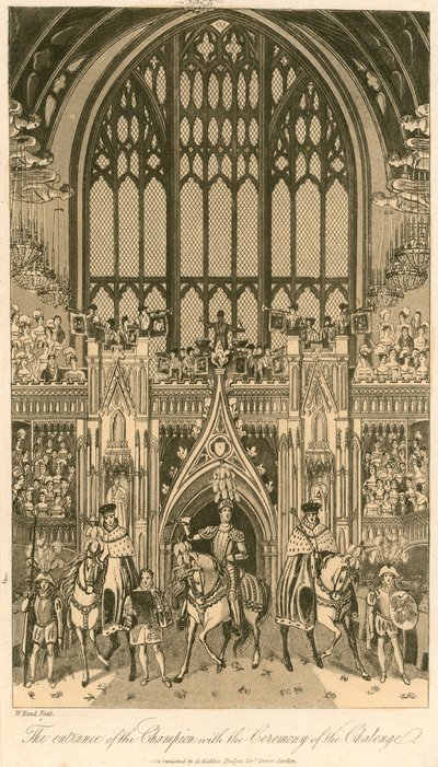 Coronation Banquet of King George IV at Westminster Hall, 17 July 1821; The Entrance of the Champion with the Ceremony of the Challenge by English School
