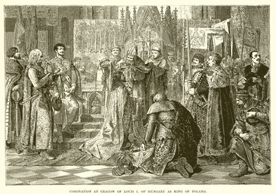 Coronation at Cracow of Louis I of Hungary as King of Poland by English School