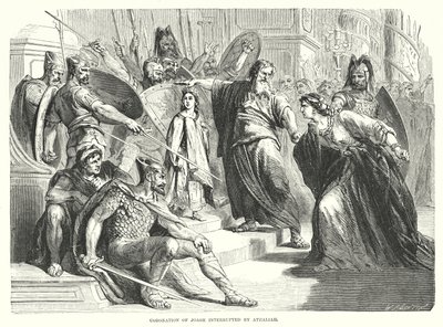Coronation of Joash Interrupted by Athaliah (engraving) by English School