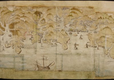 Map of the coast between Fowey and Salcombe, including Plymouth. Part of a panoramic map of the coast from Land