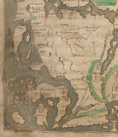 The Tiberius Map, Mappa Mundi (detail) by English School