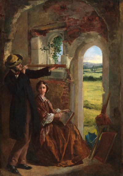 Couple Observing a Landscape by English School