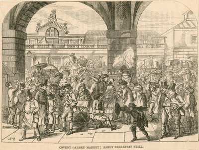 Covent Garden Market, London: early breakfast stall by English School