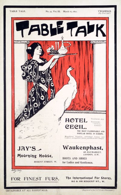 Cover of Table Talk Magazine, March 27 1897 by English School